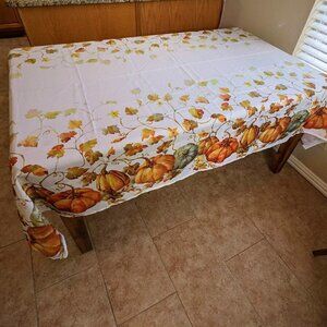 Pumpkin Patch Fall Leaves Rectangle Tablecloth 60"x84"